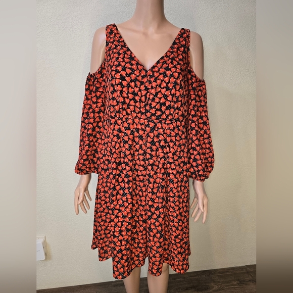 Disney Alice In Wonderland Colleen Atwood Hearts Cold Shoulder Dress Size XL - Picture 1 of 8